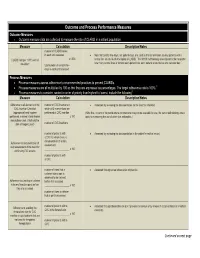 Outcome and Process Performance Measures Outcome Measures  Outcome Measure Data Are Collected to Measure the Rate of CLABSI in a Patient Population