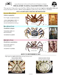 Prince William Sound Field Guide to King Crab Identification