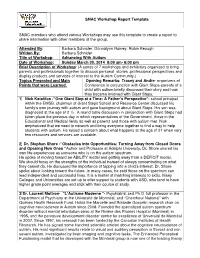 SNAC Workshop Report Template