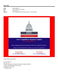 2021 Legislative Session Update Sine Die Edition