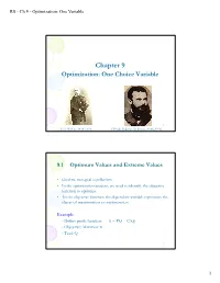 Chapter 9 Optimization: One Choice Variable