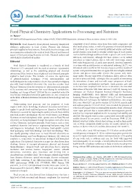 Food Physical Chemistry Applications to Processing and Nutrition I.C