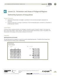 Lesson 11: Perimeters and Areas of Polygonal Regions Defined by Systems of Inequalities