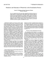 Predictors and Outcomes of Proactivity in the Socialization Process