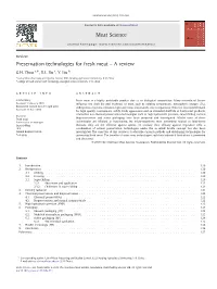Preservation Technologies for Fresh Meat – a Review