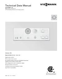 Technical Data Manual VITOTRONIC 100 Digital Boiler Control Unit for Modulating Temperature Heating Systems