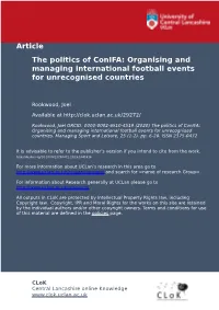 The Politics of Conifa: Organising and Managing International Football Events for Unrecognised Countries