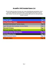 Arcadepro 3442 Included Games List