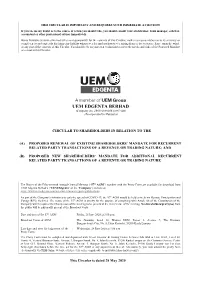 Circular to Shareholders