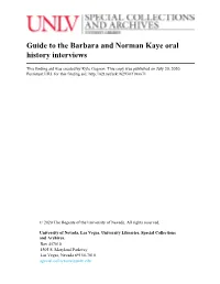 Guide to the Barbara and Norman Kaye Oral History Interviews