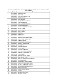 LIST of SHORTLISTED FIXED TERM PROJECT ASSISTANT -B TECH for WRITTEN TEST APRIL 3, 2016 (SUNDAY) No