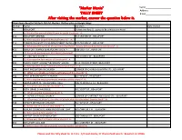 Marker Mania" Name______Address______TALLY SHEET Email______After Visiting the Marker, Answer the Question Below It