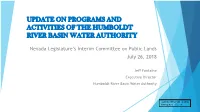 Moving Forward in the Humboldt River Basin