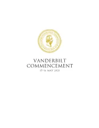 Vanderbilt University Class of 2021 Commencement Program