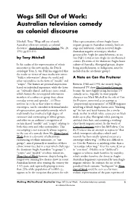 Wogs Still out of Work: Australian Television Comedy As Colonial Discourse