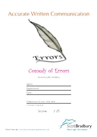 Comedy of Errors Avoiding Silly Mistakes