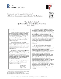 Constructive and Co-Operative Federalism? a Series of Commentaries on the Council of the Federation