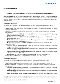 Earnings by Excluding Certain One-Time And/Or Non-Cash Items: - Operating Profit Was RMB38,084 Million (USD5,837 Million), an Increase of 26% Yoy
