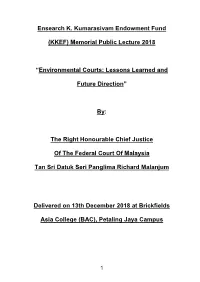 Environmental Courts: Lessons Learned and Future D