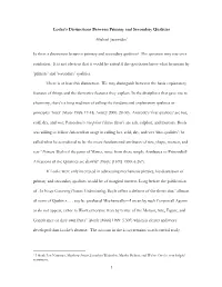 Locke's Distinctions Between Primary and Secondary Qualities