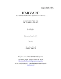 Market Definition and the Merger Guidelines