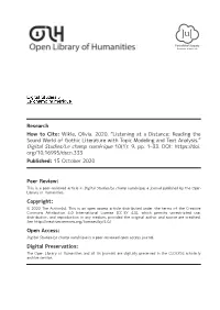 Reading the Sound World of Gothic Literature with Topic Modeling and Text Analysis.” Digital Studies/Le Champ Numérique 10(1): 9, Pp