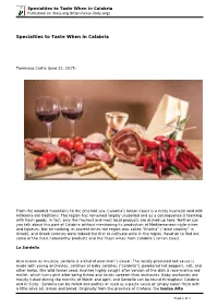 Specialties to Taste When in Calabria Published on Iitaly.Org (