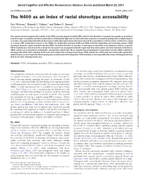 The N400 As an Index of Racial Stereotype Accessibility