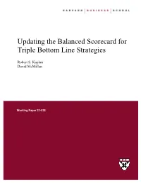 Updating the Balanced Scorecard for Triple Bottom Line Strategies