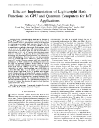 Efficient Implementation of Lightweight Hash Functions on GPU And
