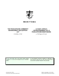 Francophone Community Enhancement and Support Act , C.C.S.M