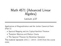Math 4571 (Advanced Linear Algebra) Lecture #27