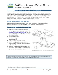 Removal of Vehicle Mercury Switch Assemblies