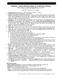 Throws – Usatf Instructions to Athletes & Rules