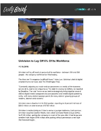 Univision to Lay Off 6% of Its Workforce