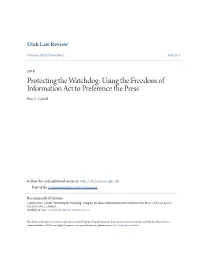 Protecting the Watchdog: Using the Freedom of Information Act to Preference the Press Erin C