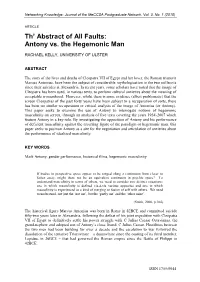 Th' Abstract of All Faults: Antony Vs. the Hegemonic