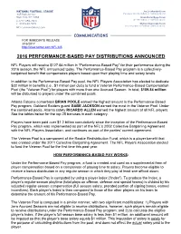 2016 Performance-Based Pay Distributions Announced