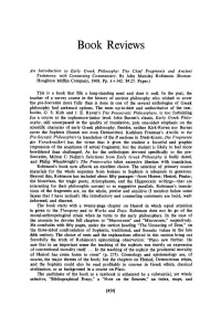An Introduction to Early Greek Philosophy: the Chief Fragments and Ancient Testimony, with Connecting Commentary