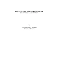Explaining African Growth Performance the Botswana Case Study **
