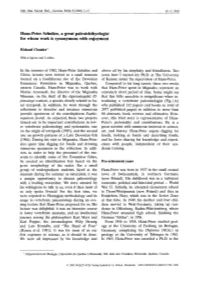 Hans-Peter Schultze, a Great Paleoichthyologist for Whom Work Is Synonymous with Enjoyment