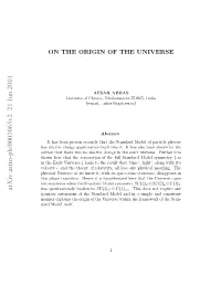 On the Origin of the Universe