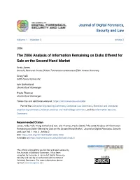 The 2006 Analysis of Information Remaining on Disks Offered for Sale on the Second Hand Market