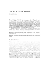 The Art of Ordinal Analysis