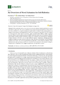An Overview of Novel Actuators for Soft Robotics
