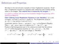 Examples on Arithmetic: Diophantine Equations
