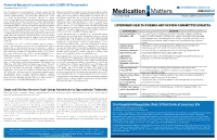 Medication Matters Confirmed COVID-19 Pneumonia
