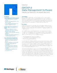 ONTAP 9 Data Management Software Simplify Your Transition to the Modern Data Center