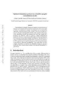 Optimal Stimulation Protocol in a Bistable Synaptic Consolidation Model