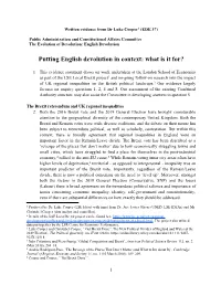 Putting English Devolution in Context: What Is It For?